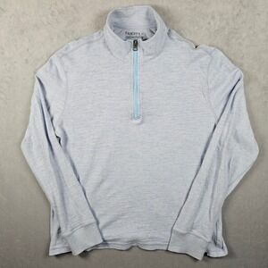Faherty Sweater Mens Medium Blue Sunwashed Slub 1/4 Zip Lightweight Pullover